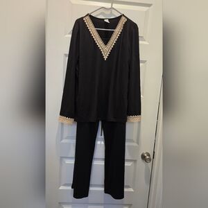 Amazon Black and Cream Embroidered Jumpsuit